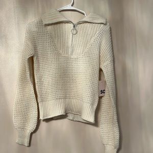 cream/white  quarter zip sweater